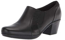 Load image into Gallery viewer, Clarks Women's Emslie Chelsea Loafer, Black Leather/Synthetic Lizard, 8.5M
