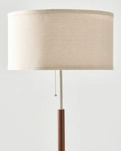 Load image into Gallery viewer, Brightech Carter - Floor Lamp for Mid Century Modern Living Rooms - Contemporary Office &amp; Bedroom Standing Light - Tall Pole, Drum Shade Lamp with Walnut Wood Finish
