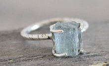 Load image into Gallery viewer, Raw Aquamarine Gemstone Sterling Silver Ring size 7
