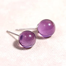 Load image into Gallery viewer, Jewever Genuine Amethyst Crystal Stud Earrings for Women 925 Sterling Silver Round 8mm Gift Jewelry
