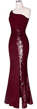 Load image into Gallery viewer, Fazadess Women's One Shoulder Sleeveless Sequins Maxi Prom Dresses Purple
