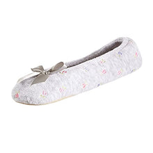 Load image into Gallery viewer, isotoner Women's Embroidered Terry Ballerina Slippers, Heather Grey, 5-6 M US
