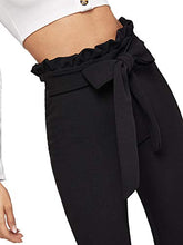 Load image into Gallery viewer, Floerns Women's Stretchy Workwear Office Skinny Pants with Belt A Black S
