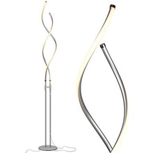 Load image into Gallery viewer, Brightech Embrace - Modern LED Spiral, 2 in 1 Lamp for Living Rooms - Contemporary Bright Lighting, Standing 40" Tall End Table Lamp Adjustable to 66" Floor Lamp - Dimmer Built In - Silver
