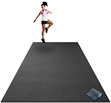 Load image into Gallery viewer, Premium Extra Large Exercise Mat - 9' x 6' x 1/4" Ultra Durable, Non-Slip, Workout Mats for Home Gym Flooring - Plyo, MMA, Cardio Mat - Use with or Without Shoes (108" Long x 72" Wide x 6mm Thick)
