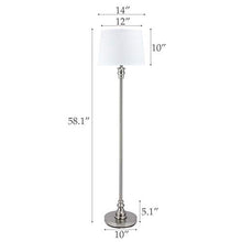 Load image into Gallery viewer, CO-Z Modern Floor lamp with White Shade and Steel Brushed Base, Standing Floor lamp for Living Room and Bedroom Bedside Corner, 58 Inches Contemporary Standing Lamp, ETL certificated.
