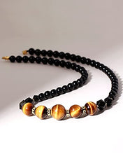 Load image into Gallery viewer, Jewever Tiger Eye and Black obsidian Crystal Necklaces for Women Energy Gemstone Healing Crystal Necklace Beads Natural Stone Mens Necklaces Unisex
