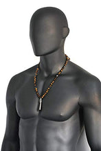 Load image into Gallery viewer, Point Pendant Long Beaded Necklace for Men Brown Tigers Eye and Labradorite Natural Stone Healing Crystal Jewelry 26 inches long
