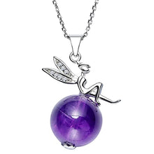 Load image into Gallery viewer, Jewever 925 Sterling Silver with Amethyst Crystals Fairy Pendant Necklaces for Women Reki Gemstones Jewelry Gift for Women Chain 18"
