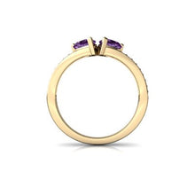 Load image into Gallery viewer, 14kt Yellow Gold Amethyst and Diamond 5mm Heart Heart to Heart Ring - Size 7
