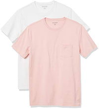 Load image into Gallery viewer, Amazon Essentials Men's 2-Pack Slim-Fit Short-Sleeve Crewneck Pocket T-Shirt, -Light Pink/White, Large
