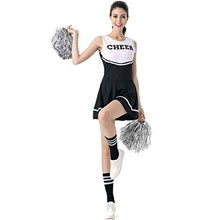 Load image into Gallery viewer, ThreeH Cheerleader Costume Fancy Dress Women's Musical Uniform Cheerleading Outfit One Size NO Pom-Pom,Black
