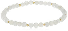 Load image into Gallery viewer, Genuine Moonstone with 18k Yellow Gold Plated Bronze Accents Beaded Stretch Bracelet, 6.5"
