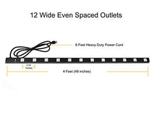 Load image into Gallery viewer, Opentron OT4126 Metal Surge Protector Power Strip Extension Cord 4 Feet 12 Outlet 6 Feet Power Cord

