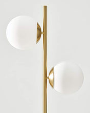 Load image into Gallery viewer, Brightech Sphere - Mid Century Modern 2 Globe Floor Lamp for Living Room Bright Lighting - Contemporary LED Standing Light for Bedrooms &amp; Offices - Gold/Antique Brass Indoor Pole Light

