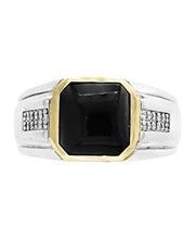 Load image into Gallery viewer, Effy 925 Sterling Silver &amp; 18K Yellow Gold Onyx &amp; Diamond Ring, 2.39 TCW HRM0L149DX
