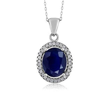 Load image into Gallery viewer, Gem Stone King 925 Sterling Silver Blue Sapphire Women's Gemstone Pendant Necklace, 5.40 Ctw Oval with 18 Inch Silver Chain
