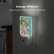 Load image into Gallery viewer, Sea Shell Starfish Beach Seaside Palm Night Light Plug in LED Lamp Acrylic Glass Decor Night Lights Plug into Wall with Automatic Light Sensor Nightlight for Stair, Bedroom, Kitchen, Bathroom
