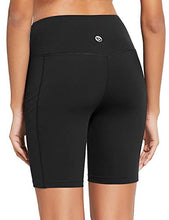 Load image into Gallery viewer, BALEAF Women's 8" Compression High Waist Biker Yoga Shorts Workout Seamless Front Luxury Pocketed Shorts Black Size M
