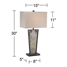 Load image into Gallery viewer, Zion Modern Table Lamp Tapered Natural Slate Bronze Metal Rectangular Shade for Living Room Family Bedroom Bedside - Franklin Iron Works
