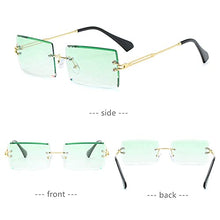 Load image into Gallery viewer, LASPOR Retro Rimless Rectangle Sunglasses for Women Men Tinted Lens Gold Metal Frameless Vintage Square Glasses UV400 Protection Green gradient
