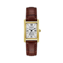 Load image into Gallery viewer, Caravelle Dress Quartz Ladies Watch, Stainless Steel with Brown Leather Strap, Gold-Tone (Model: 44L234)
