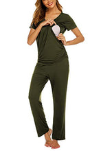 Load image into Gallery viewer, Ekouaer Women's Maternity Sleepwear Nursing Pajamas for Breast Feeding Nursing Pjs Army Green XXL
