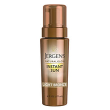 Load image into Gallery viewer, Jergens Natural Glow Instant Sun Body Mousse, Self Tanner for Light Bronze Tan, Sunless Tanning Body Bronzer, Fake Tan for Fair to Medium Skin, 6 Ounce
