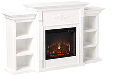 Load image into Gallery viewer, SEI Furniture Tennyson Electric Bookcases Fireplace, Ivory
