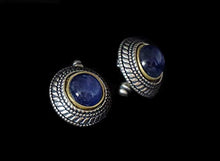 Load image into Gallery viewer, Men's Cufflinks Handmade Antique Style Sterling Silver Set With Rare Blue Natural Kyanite Gemstone A Priceless Gift
