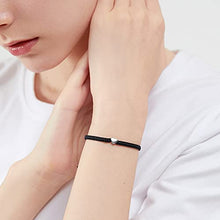 Load image into Gallery viewer, ZENI Heart Bracelet for Women girl, Black Rope Bracelet 925 Silver Handmade Braid Adjustable Bracelet Love Friendship Jewelry Gift
