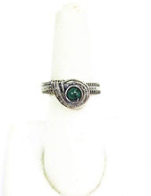 Load image into Gallery viewer, Malachite Adjustable Ring, Woven in Sterling Silver Wire
