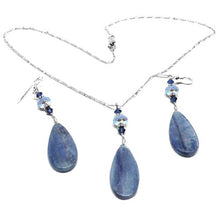 Load image into Gallery viewer, Ice Blue Kyanite Flat Teardrop Chain Necklace Sterling Silver or Gold-Filled
