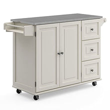 Load image into Gallery viewer, Homestyles Kitchen Cart with Stainless Steel Metal Top Rolling Mobile Kitchen Island with Storage and Towel Rack 54 Inch Width Off White
