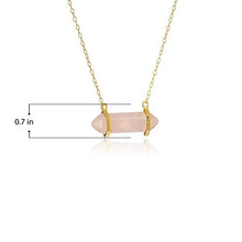 Load image into Gallery viewer, 18K Yellow Gold-Plated .925 Sterling Silver Rose Quartz Gemstone Crystal Horizontal Chakra Point Necklace - 16" + 2" Extender
