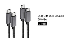 Load image into Gallery viewer, nonda USB C to USB C Cable, [2-Pack, 6.6ft] USB C Charging Cable 60W, Nylon Braided USB C Charger Cord Compatible with MacBook Pro 2020, iPad Pro, Galaxy S20, Switch, Pixel, LG and Other USB C Charger
