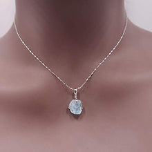 Load image into Gallery viewer, Natural raw aquamarine pendant chain necklace with white gold over 925 solid sterling silver, birthstone dainty solitaire gift for her, uniquelan jewelry (aquamarine)
