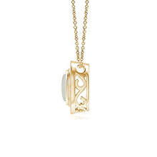Load image into Gallery viewer, June Birthstone - Bezel-Set Moonstone Pendant with Diamond Halo in 14K Yellow Gold (6mm Moonstone)

