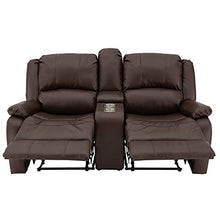 Load image into Gallery viewer, RecPro Charles Collection | 67" Double Recliner RV Sofa &amp; Console | RV Zero Wall Loveseat | Wall Hugger Recliner | RV Theater Seating | RV Furniture | RV Living Room (Slideout) Furniture | Mahogany
