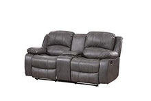 Load image into Gallery viewer, Betsy Furniture 3PC Bonded Leather Recliner Set Living Room Set, Sofa Loveseat Chair Pillow Top Backrest and Armrests 8018 (Grey, Living Room Set 3+2+1)
