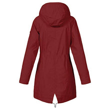 Load image into Gallery viewer, Women's Waterproof Raincoat Coats, Hooded Long Sleeve Rain Jacket Windproof Warm Solid Color Zipped Trench Coats
