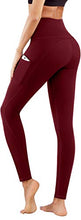Load image into Gallery viewer, PHISOCKAT High Waist Yoga Pants with Pockets, Tummy Control Yoga Pants for Women, Workout 4 Way Stretch Yoga Leggings (Wine, Medium)
