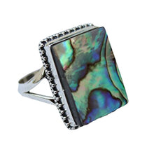 Load image into Gallery viewer, 925 Sterling Silver Ring For Men &amp; Women, Natural Abalone Shell Ring Gemstone Unique Handcrafted Ring
