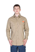 Load image into Gallery viewer, TICOMELA FR Shirts for Men Flame Resistant Shirt NFPA2112 7oz Khaki Men's Welding Shirt
