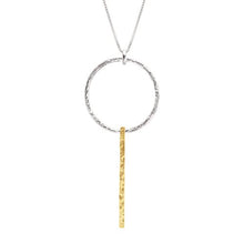 Load image into Gallery viewer, Silpada 'Intermix' Open Circle &amp; Bar Pendant Necklace in Sterling Silver &amp; Brass
