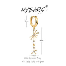 Load image into Gallery viewer, MYEARS Women Evil Eye Earrings Gold Hoop Huggie Diamond CZ Inlay Teardrop Charm Dangle Drop 14K Gold Filled Tiny Boho Beach Simple Delicate Handmade Hypoallergenic Luckily Jewelry Gift
