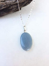 Load image into Gallery viewer, Oval Celestite Silver pendant, Natural Celestite pendant, Tiny oval celestite/Angelite silver pendant, Throat chakra, Light blue, zen, gift
