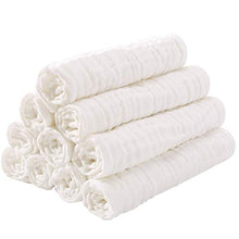 Load image into Gallery viewer, Muslin Burp Cloths for Baby 10 Pack 100% Cotton Large 17''X13'' Super Soft and Absorbent by YOOFOSS (White)
