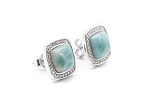 Load image into Gallery viewer, AZIEL JEWELRY Larimar Gemstones with 925 Sterling Silver Stud Earrings Jewlery for Women
