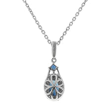Load image into Gallery viewer, Gin and Grace 10K White Gold Genuine blue Sapphire Pendant with Diamonds for women | Ethically, authentically &amp; organically sourced (Square-cut) shaped Sapphire hand-crafted jewelry for her | Sapphire Necklace for women
